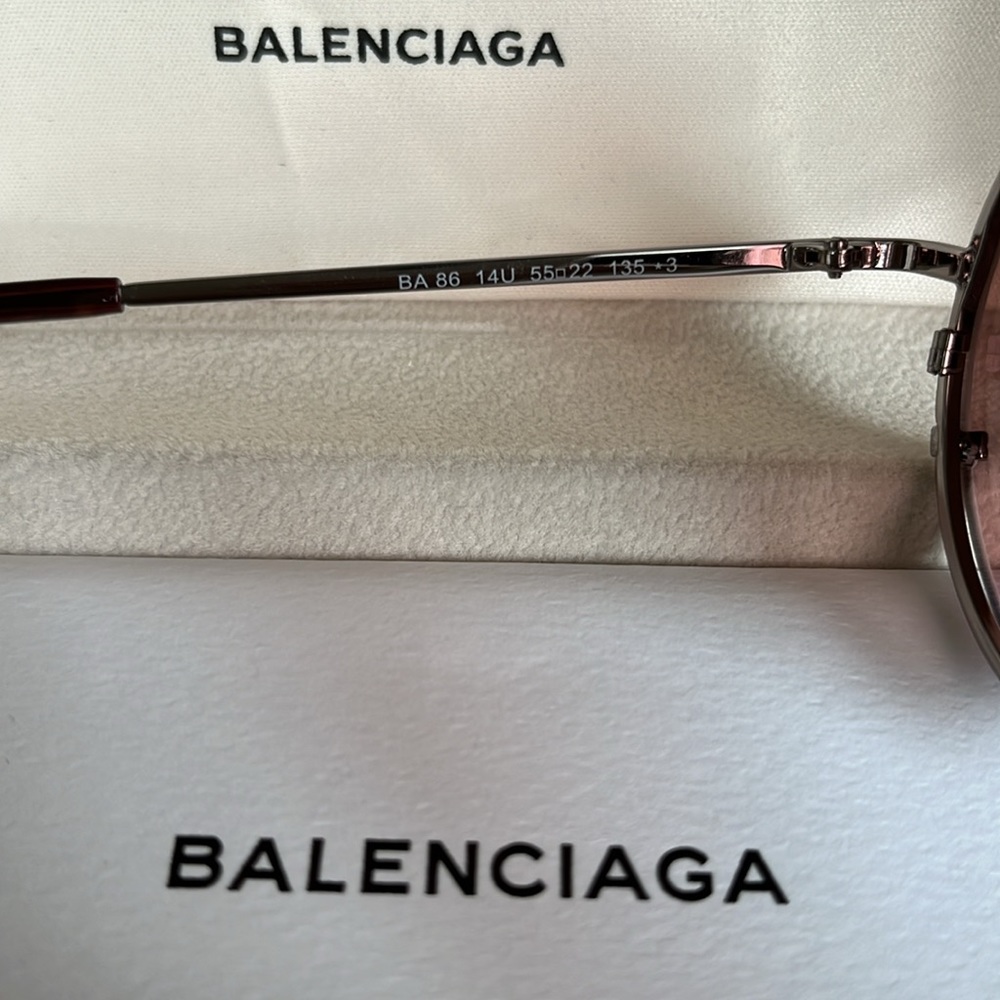 NEW Balenciaga retro round monochromatic metal sunglasses in brown / red - Picture 5 of 8